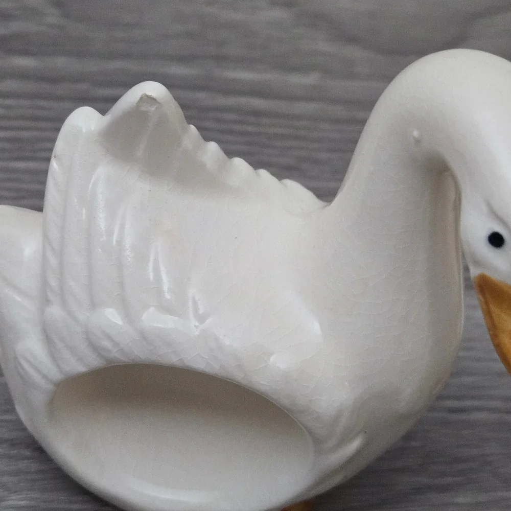White Goose Napkin Rings Set 4 Vintage Ceramic Japan Cottagecore 80s